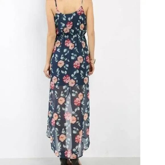 Papaya Womens Floral Hi Low Spaghetti‎ Strap Maxi Dress Size Large Cottage Fairy - Picture 2 of 7